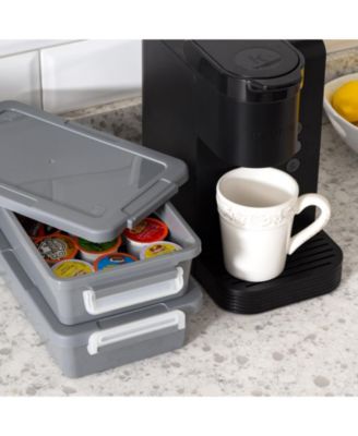 USA 2.7 Qt. Plastic Storage Bins with Lids, Secure Latch, Gray 4Pk