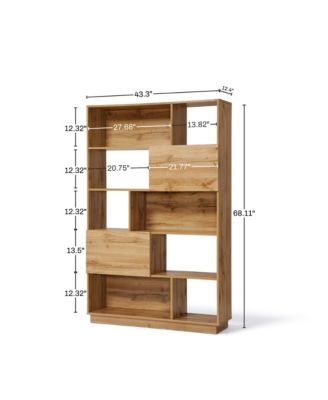 8-Shelf and 2-Cabinet Tall Bookcase with Doors