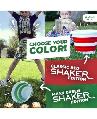 Yardzee, Farkle & 20+ Games - Classic Red Shaker Edition (All Weather) with Red Collapsible Bucket, Lid & Score Cards