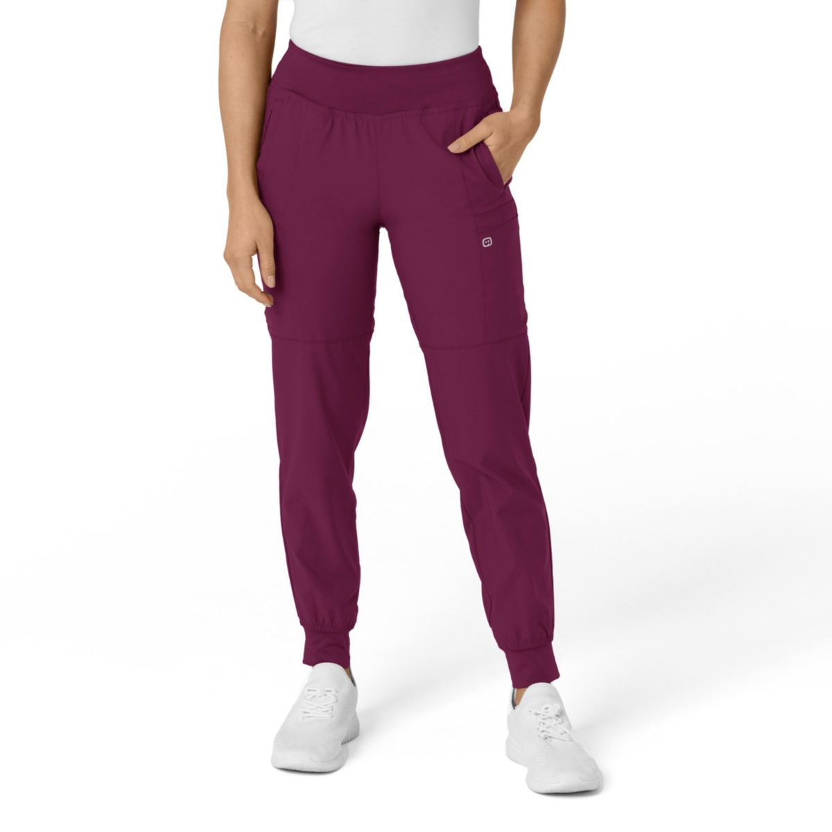 Plus Size W123 Comfort Waist Cargo Jogger Scrub Pant - Hot pink