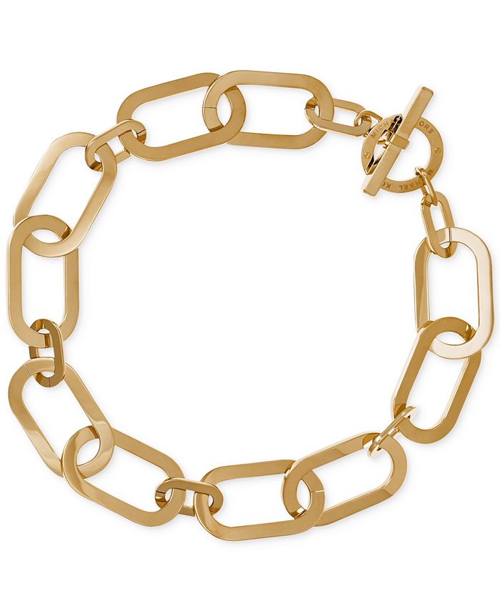 Michael Kors Gold-Tone Large Link Collar Necklace - Macy's