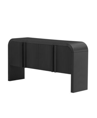 Striped Storage Cabinet with 4 Doors , Adjustable, Suitable for Study,Entrance and Living Room