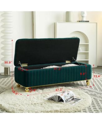 Streamdale 47'' Velvet Storage Ottoman, Gold Accents