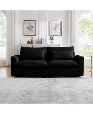 Modern Sofa 2 Seater Corduroy Fabric Sofa with Armrests for Apartment Living Room, Black