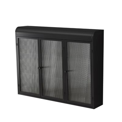 Arched Glass Wall Cabinets (Set of 3, Black)