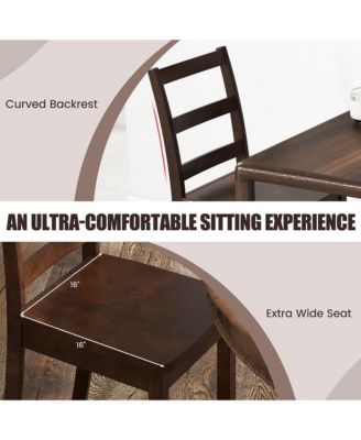 Set of 4 Dining Chairs Ladder Back Armless Side Chair w/ Solid Rubber Wood Legs