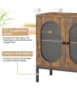 Buffet Cabinet, Rattan Storage Cabinet with Doors and Shelves, Accent Cabinet Sideboard, Wood Console Cabinet with Storage Entryway Cabinet for Living Room, Dining Room, Hallway