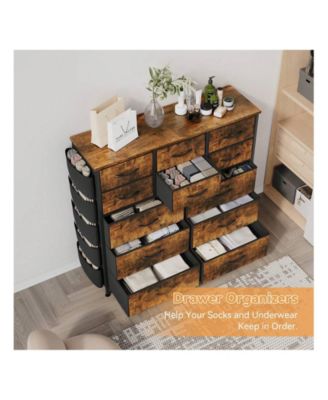 Dresser For Bedroom With 12 Drawer, Dressers & Chests Of Drawers For Hallway, Entryway, Storage Organizer Unit With Fabric, Sturdy Metal Frame, Wood Tabletop