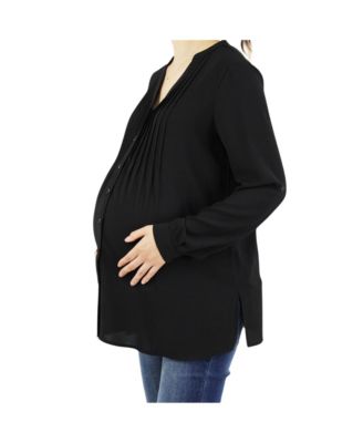 Maternity Pleated Convertible Sleeves Top