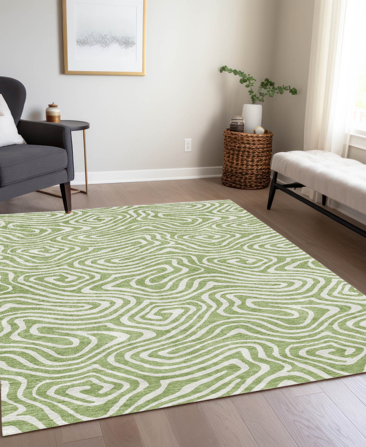Addison Chantille Machine Washable Acn1020 8'x10' Area Rug In Grass