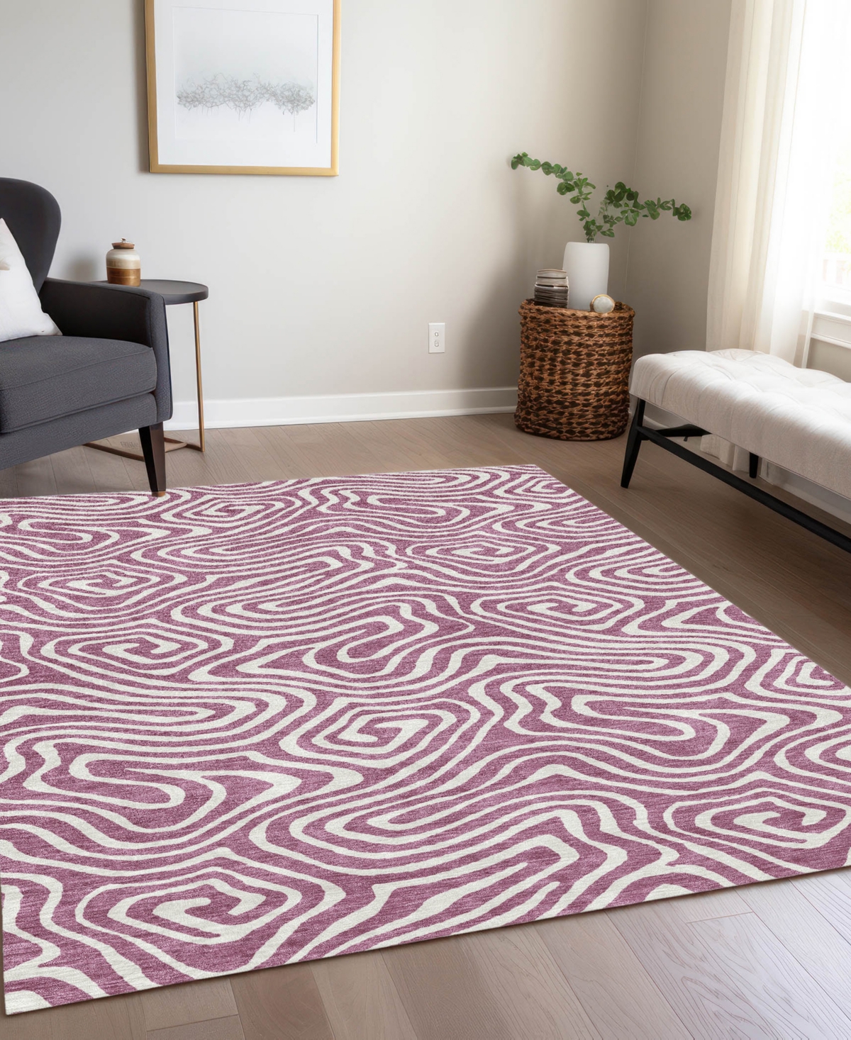 Addison Chantille Machine Washable Acn1020 3'x5' Area Rug In Plum
