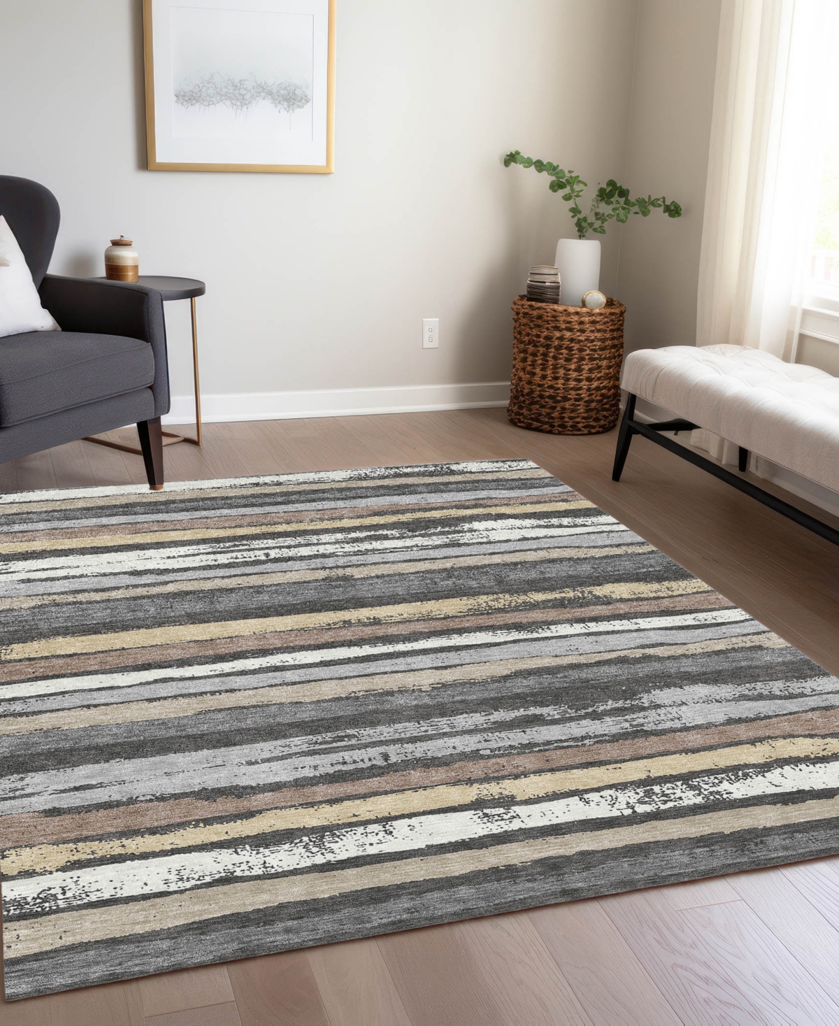 Addison Chantille Machine Washable Acn1019 2'6''x3'10'' Area Rug In Charcoal