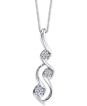 image of Sirena Diamond Swirl Pendant Necklace (1/10 ct. t.w.) in 14k White Gold
