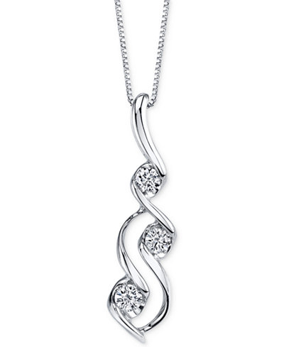 Sirena Diamond Swirl Pendant Necklace (1/10 ct. t.w.) in 14k White Gold
