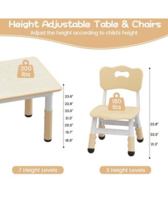 Kids Table and 6 Chair Set with Storage Box, Height Adjustable Toddler Table and Chairs Set for Ages 2-10, Graffiti Desktop, Non-Slip Legs, Children Activity Table for Daycare Classroom Home