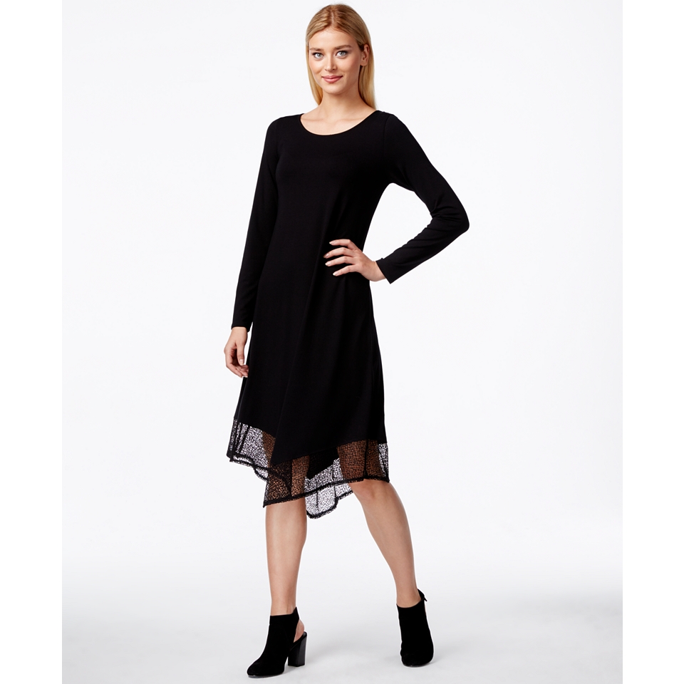 Eileen Fisher Long Sleeve Asymmetrical Hem Dress   Dresses   Women