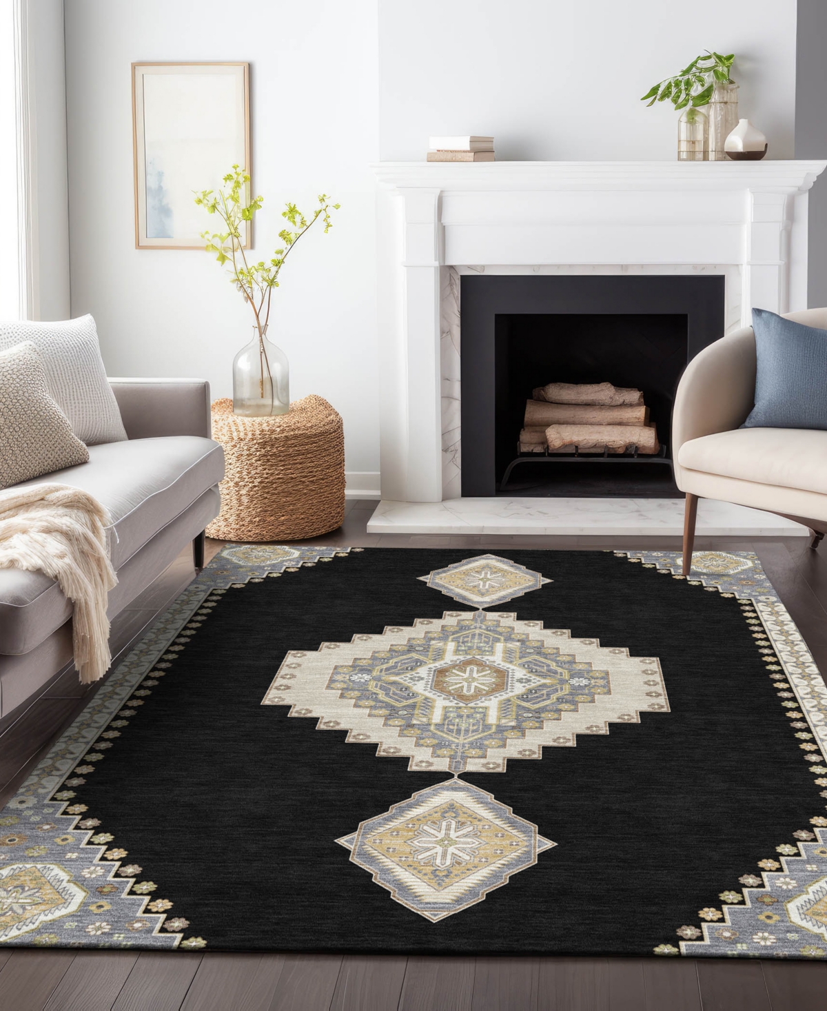 Addison Chantille Machine Washable Acn1014 8'x10' Area Rug In Black