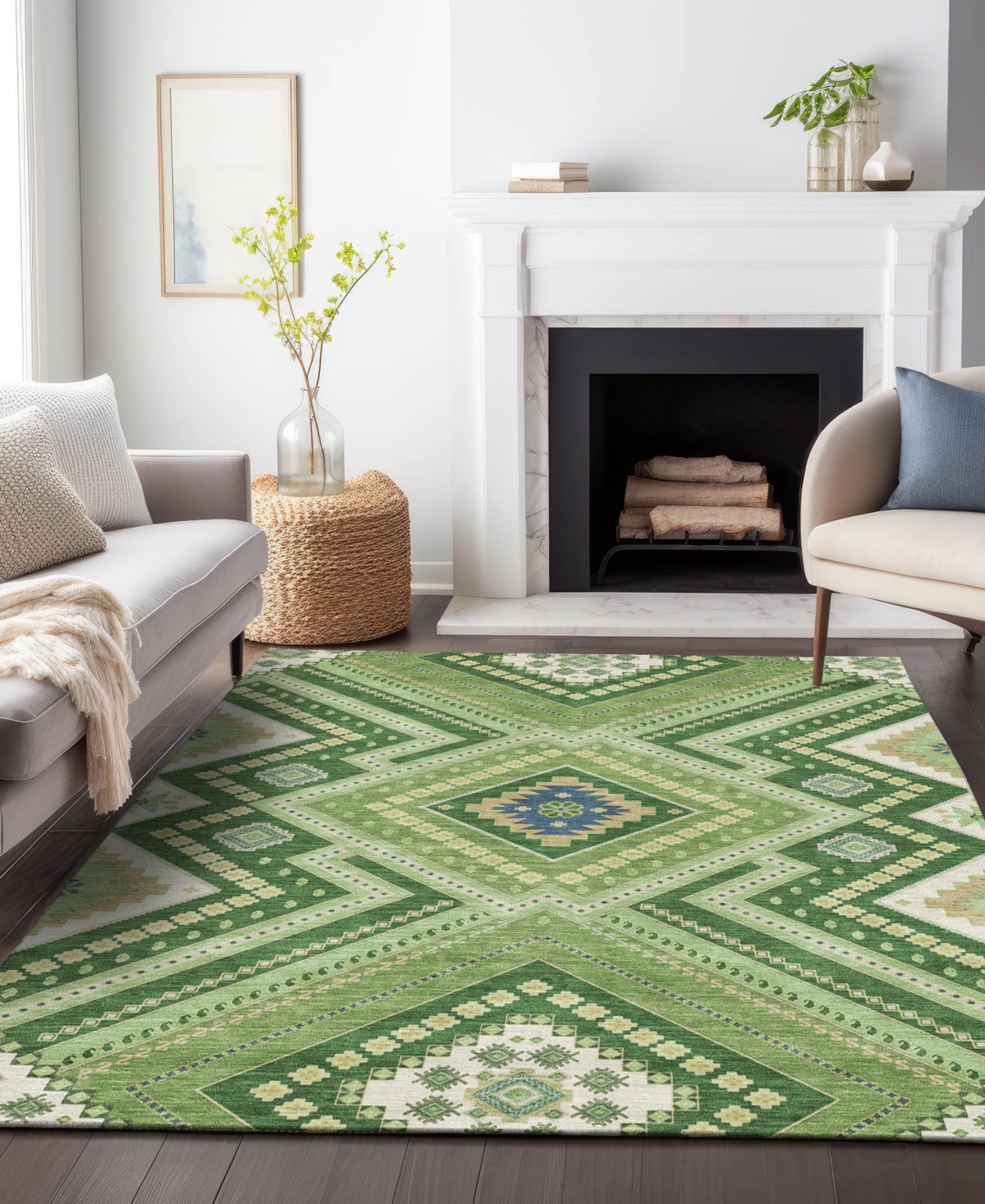 Addison Chantille Machine Washable Acn1010 5'x7'6" Area Rug In Green