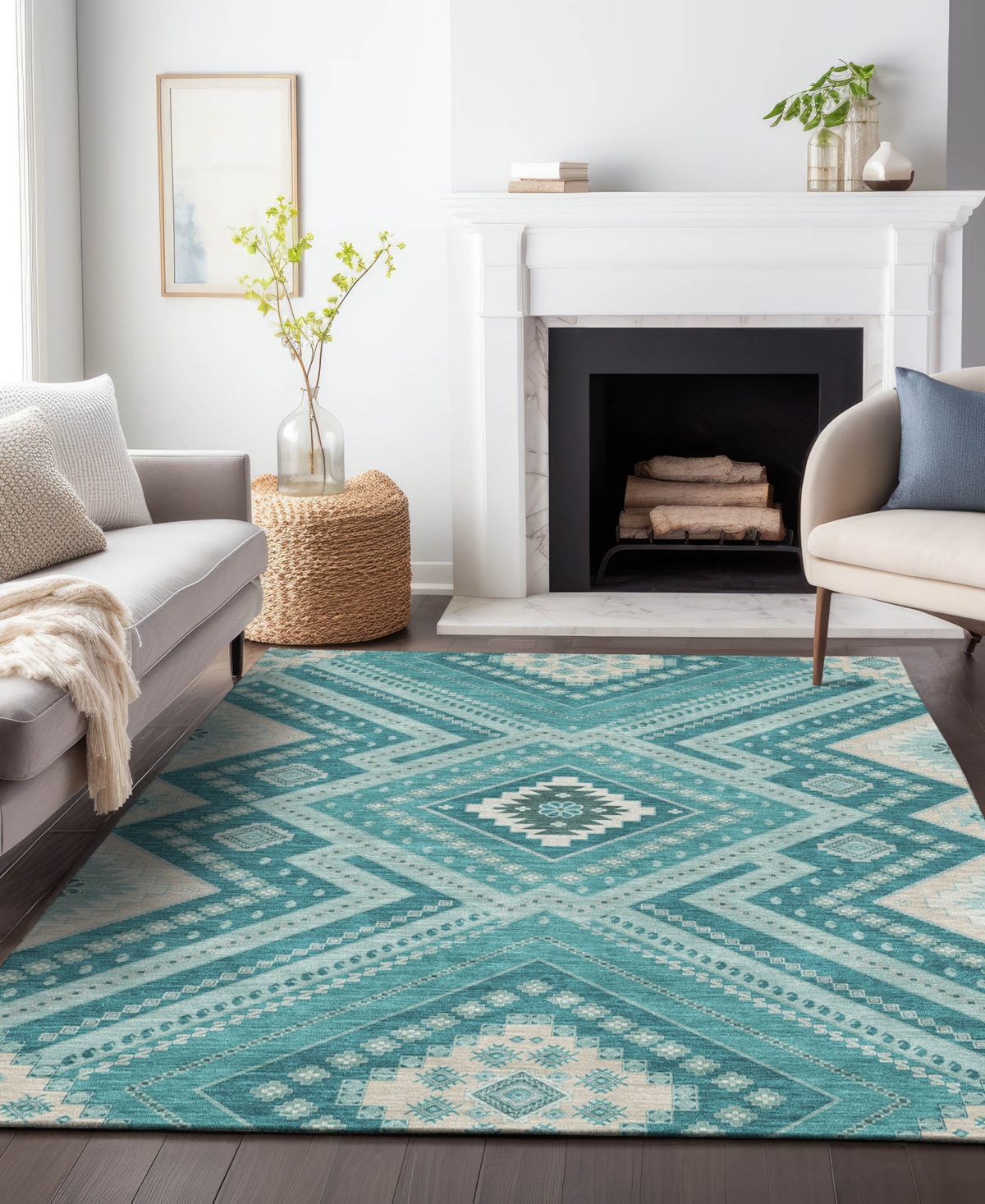 Addison Chantille Machine Washable Acn1010 5'x7'6" Area Rug In Teal