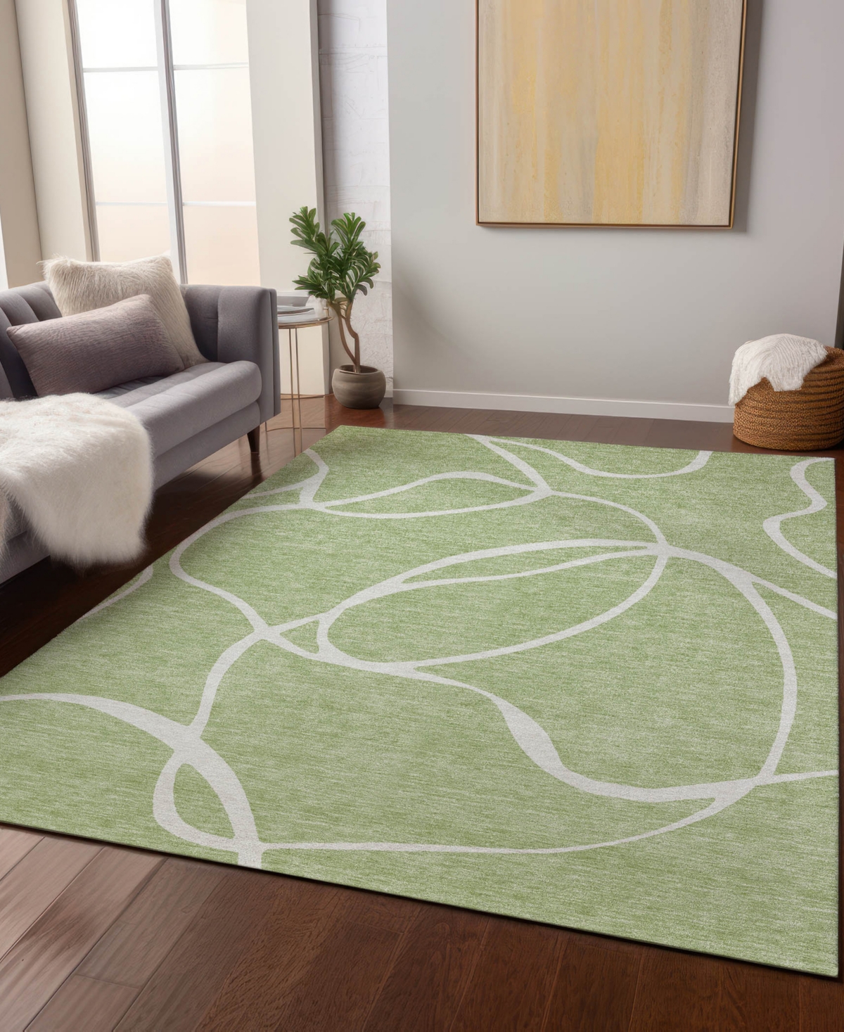 Addison Chantille Machine Washable Acn999 3'x5' Area Rug In Grass