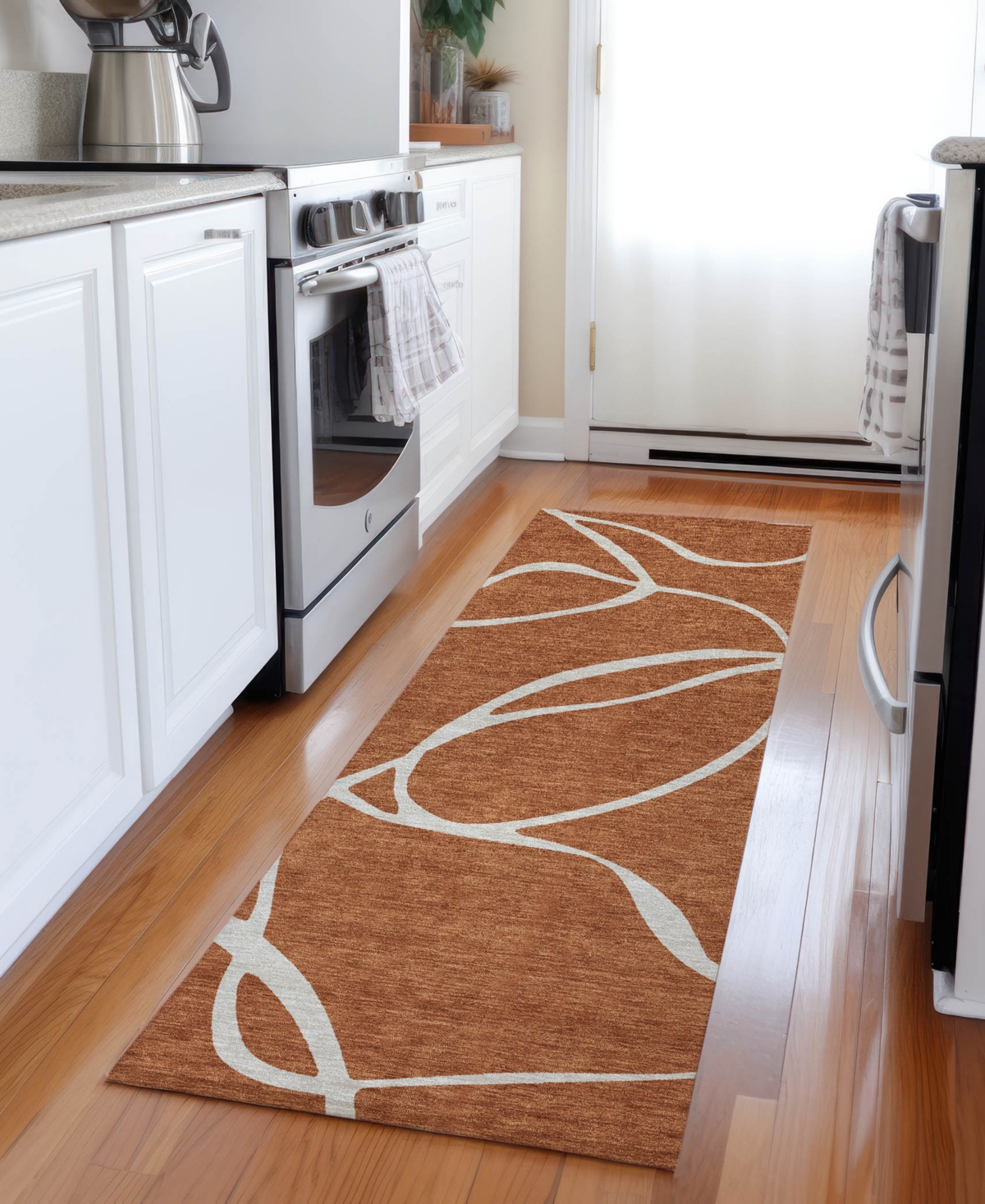 Addison Chantille Machine Washable Acn999 2'3"x7'6" Runner Area Rug In Paprika