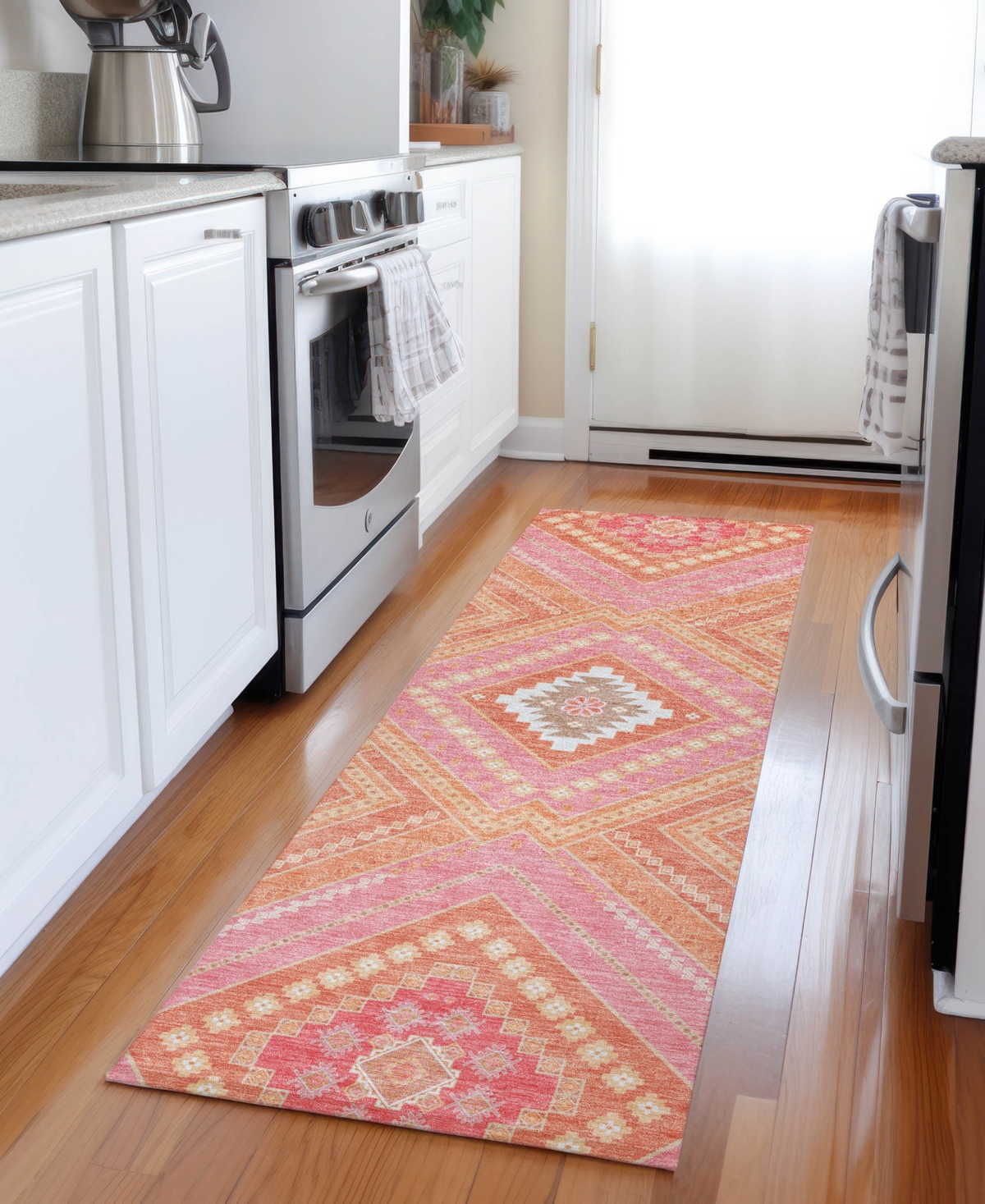 Addison Chantille Machine Washable Acn1010 2'3"x7'6" Runner Area Rug In Coral