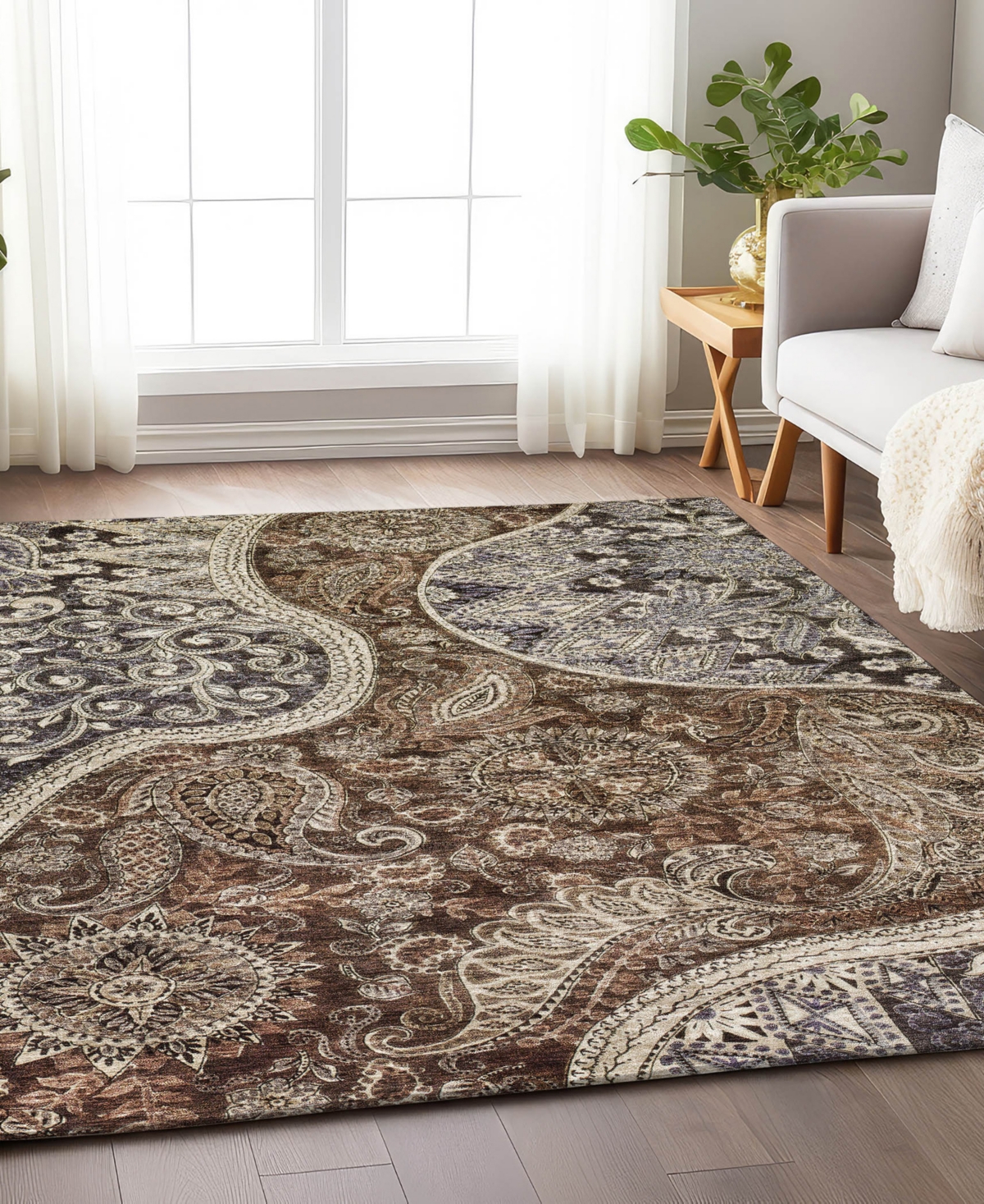 Addison Chantille Machine Washable Acn1078 9'x12' Area Rug In Brown