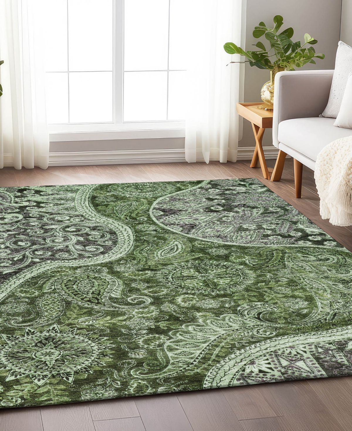 Addison Chantille Machine Washable Acn1078 8'x10' Area Rug In Olive