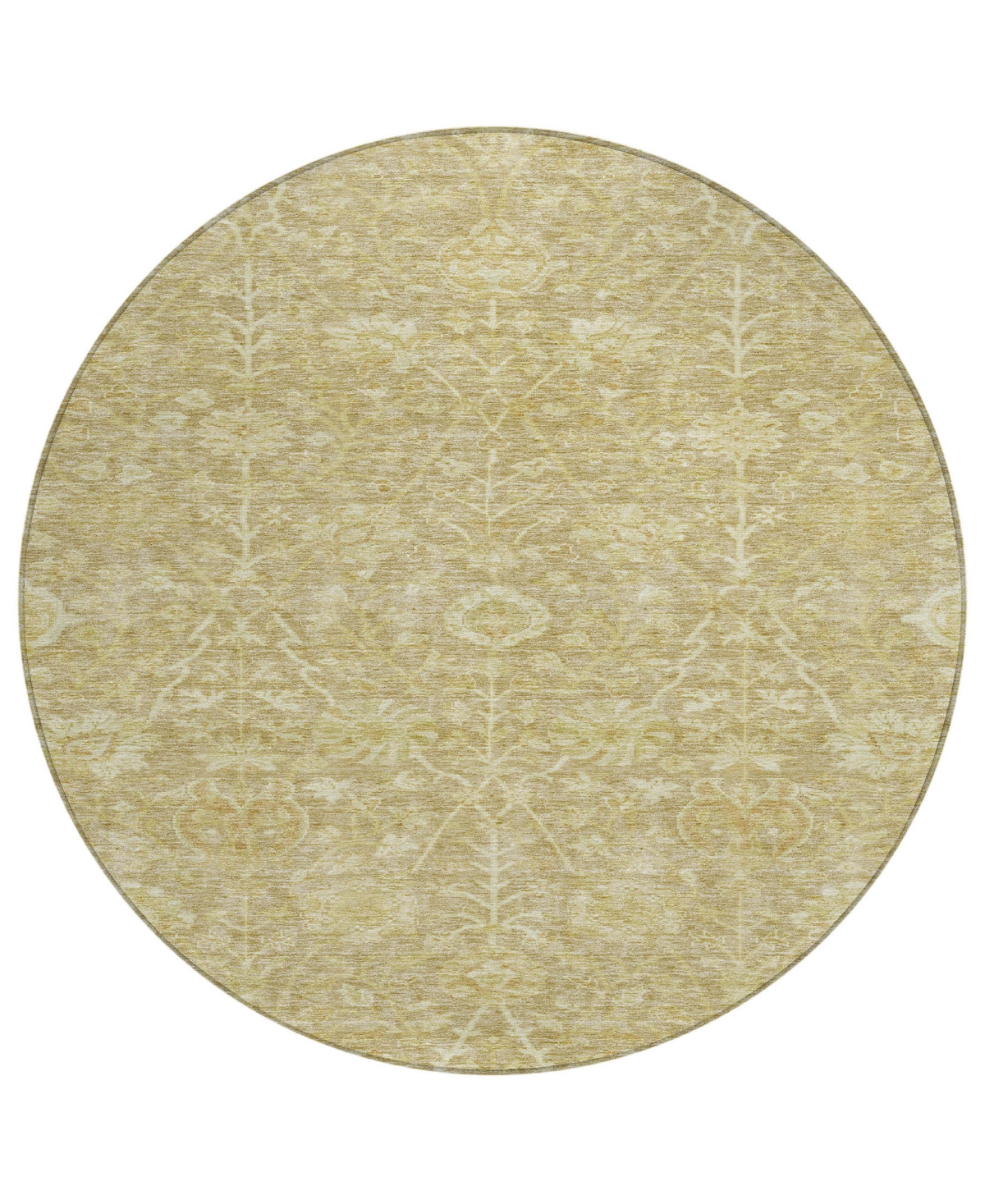 Addison Chantille Machine Washable Acn1086 8'x8' Round Area Rug In Tan