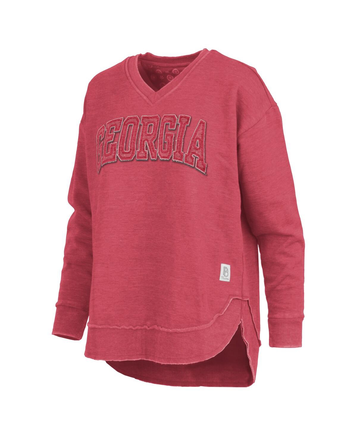 PRESSBOX WOMEN'S RED GEORGIA BULLDOGS WESTIN PONCHO V-NECK PULLOVER SWEATSHIRT 