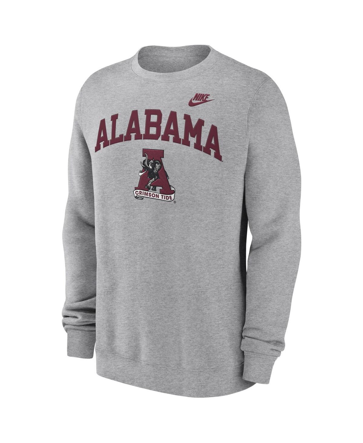 Nike Men'sAlabama Crimson Tide Legacy Classic Tackle Twill EmbroideredArch Over Logo Pullover Sweatshirt - Heather Gray