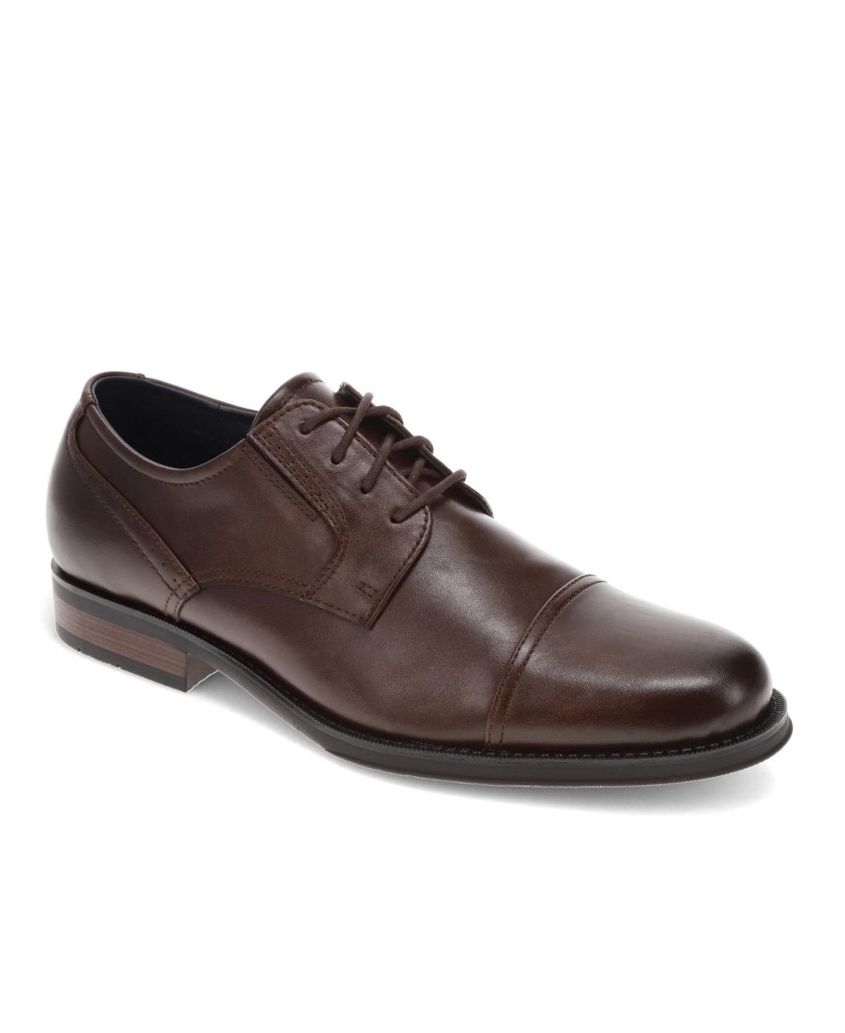 Dockers Mens Echo Synthetic Leather Cap Toe Dress Oxford Lace Up Shoe In Chestnut