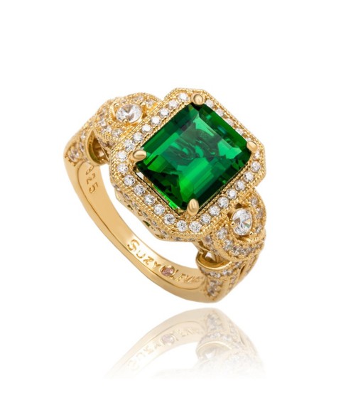 Украшения Suzy Levian New York Suzy Levian Sterling Emerald-Cut and Cubic Zirconia Pave Ring