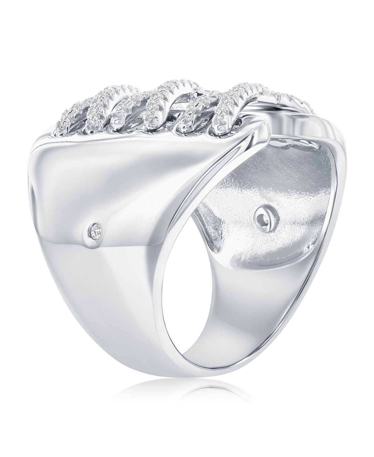 Suzy Levian New York Suzy Levian Sterling SilverCubic Zirconia Wide Triple Cross Over Ring - White