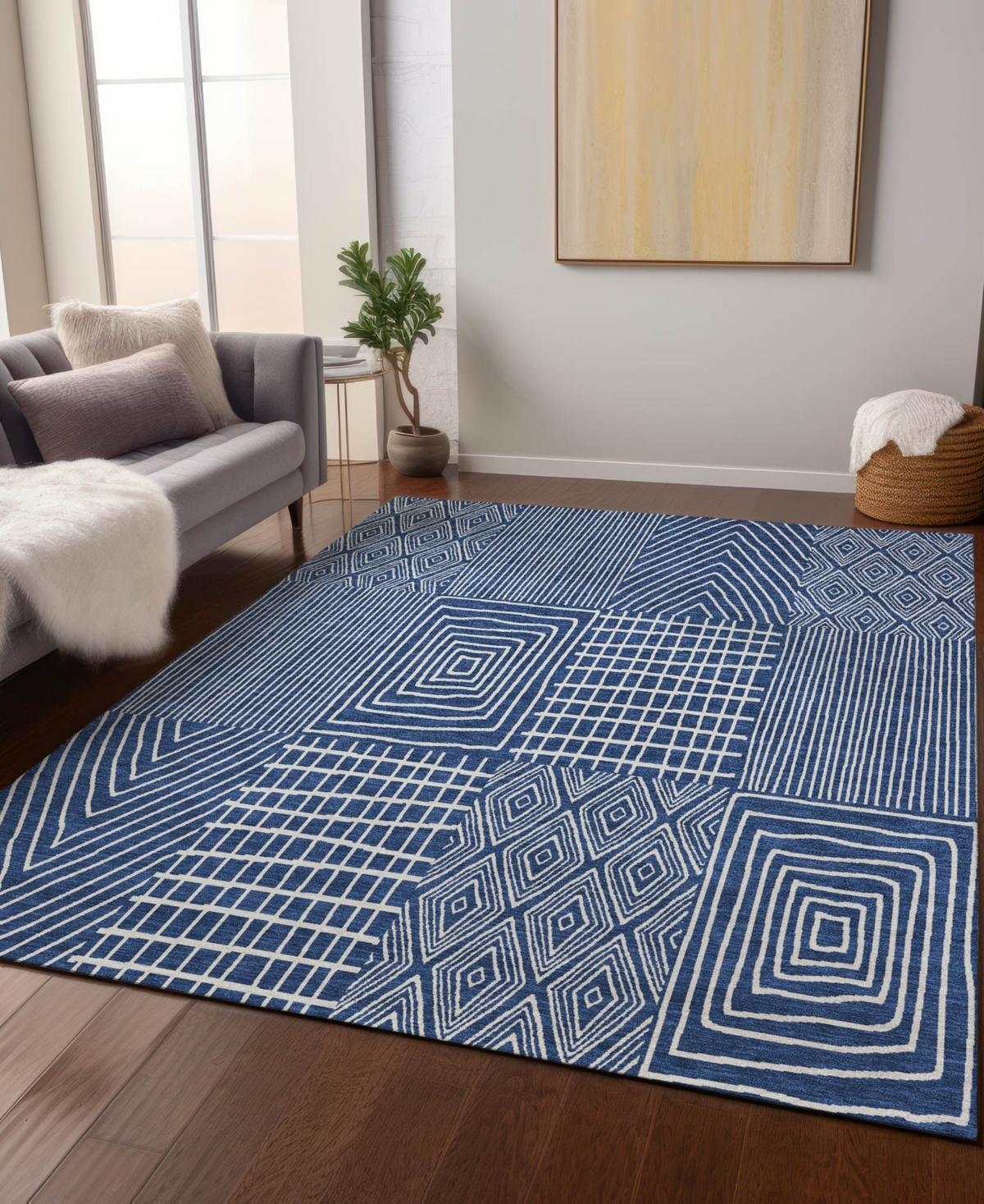 Addison Chantille Machine Washable Acn990 9'x12' Area Rug In Navy