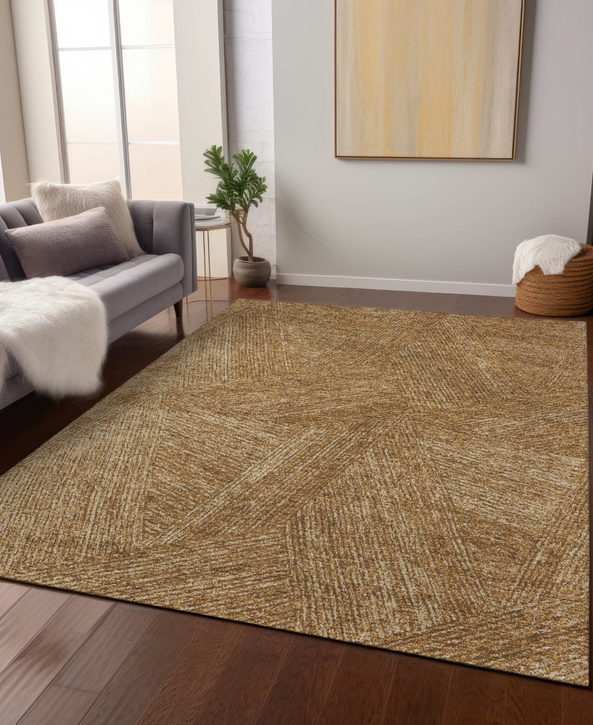 Addison Chantille Machine Washable Acn991 9'x12' Area Rug In Gold