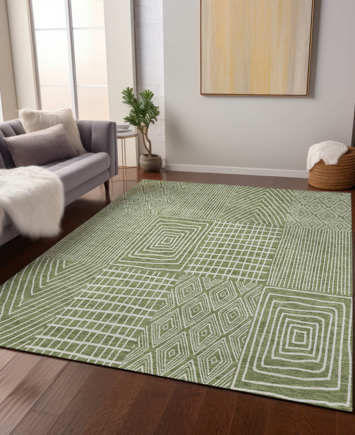 Addison Chantille Machine Washable Acn990 5'x7'6" Area Rug In Green