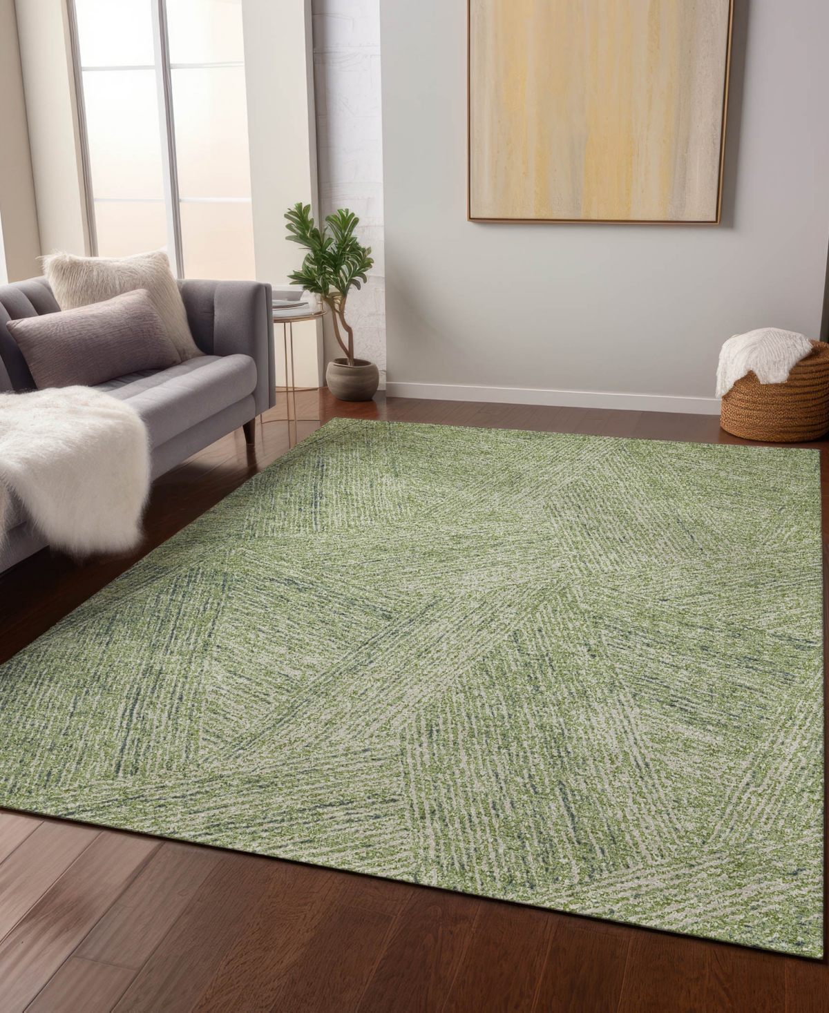 Addison Chantille Machine Washable Acn991 5'x7'6" Area Rug In Grass