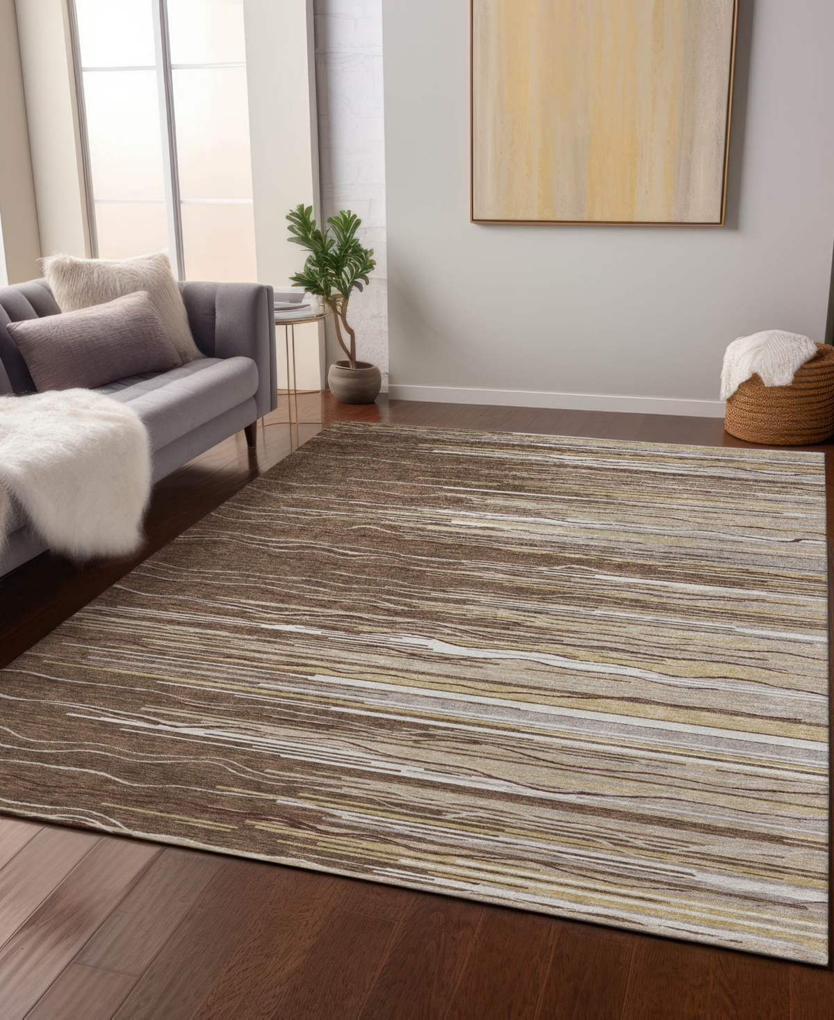Addison Chantille Machine Washable Acn996 3'x5' Area Rug In Brown