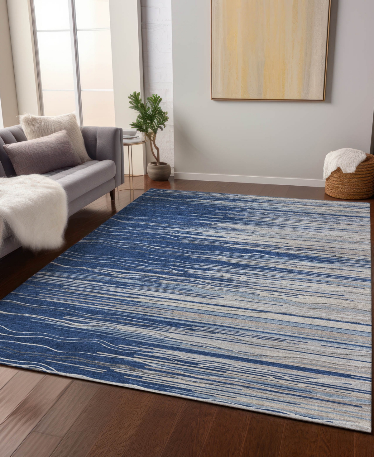 Addison Chantille Machine Washable Acn996 3'x5' Area Rug In Navy