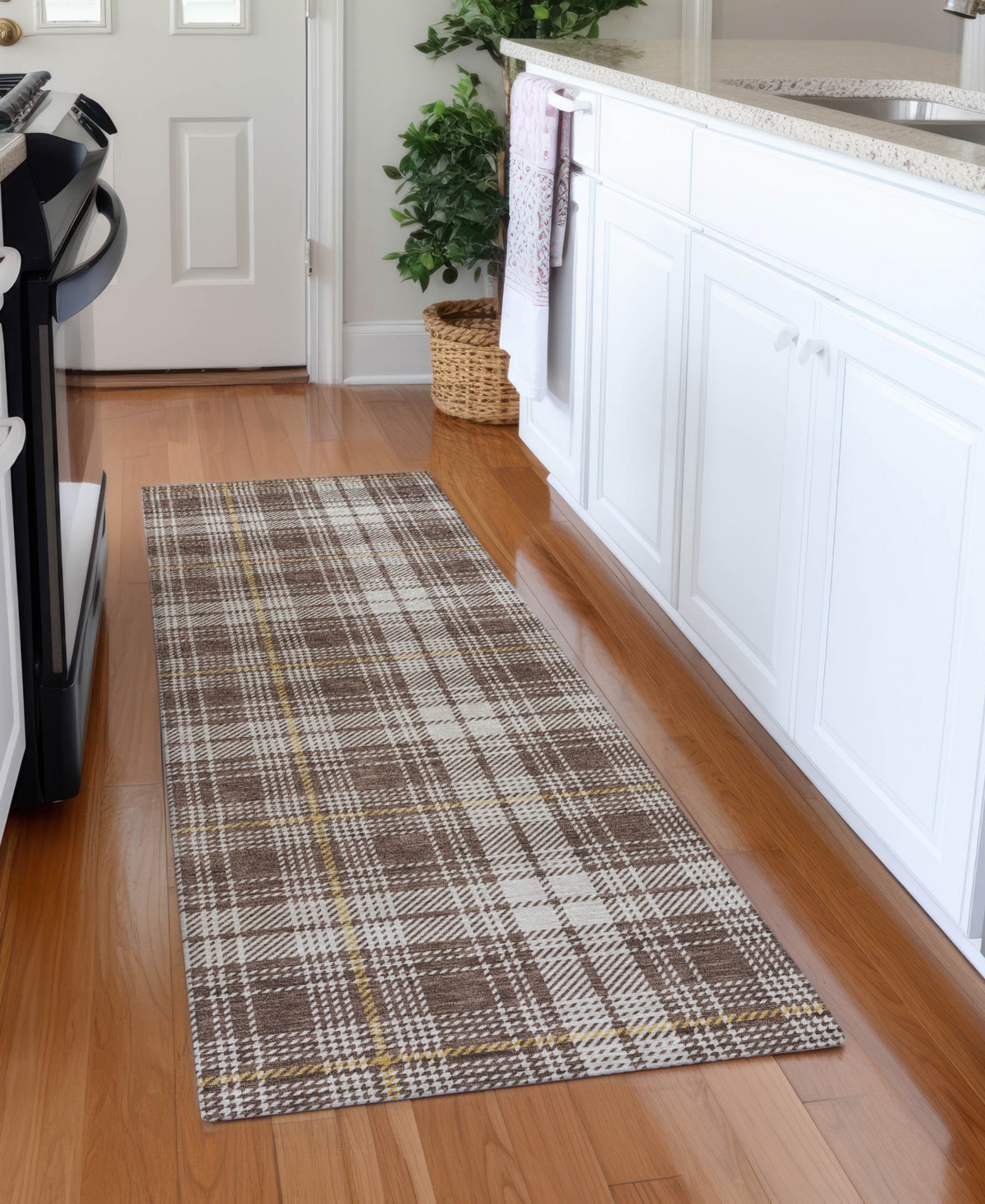 Addison Chantille Machine Washable Acn993 2'3"x7'6" Runner Area Rug In Brown
