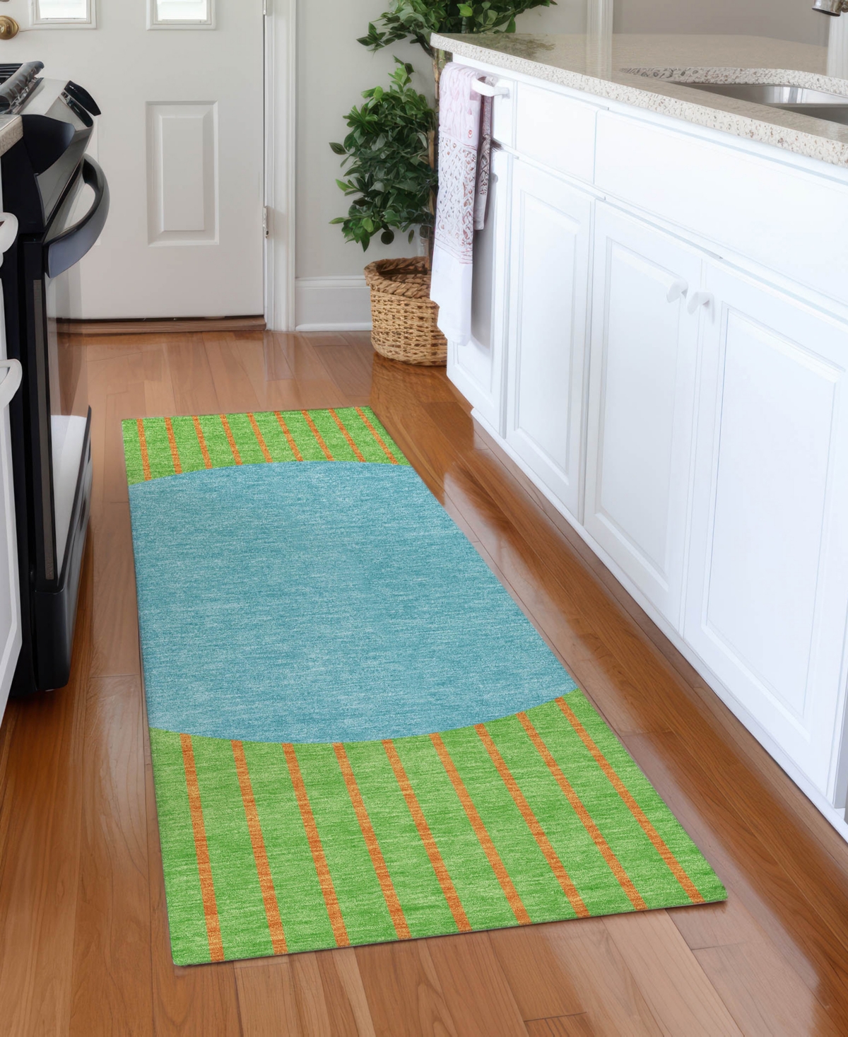 Addison Chantille Machine Washable Acn994 2'3"x7'6" Runner Area Rug In Lime
