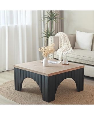 Rustic Wood Coffee Table with Arch Base