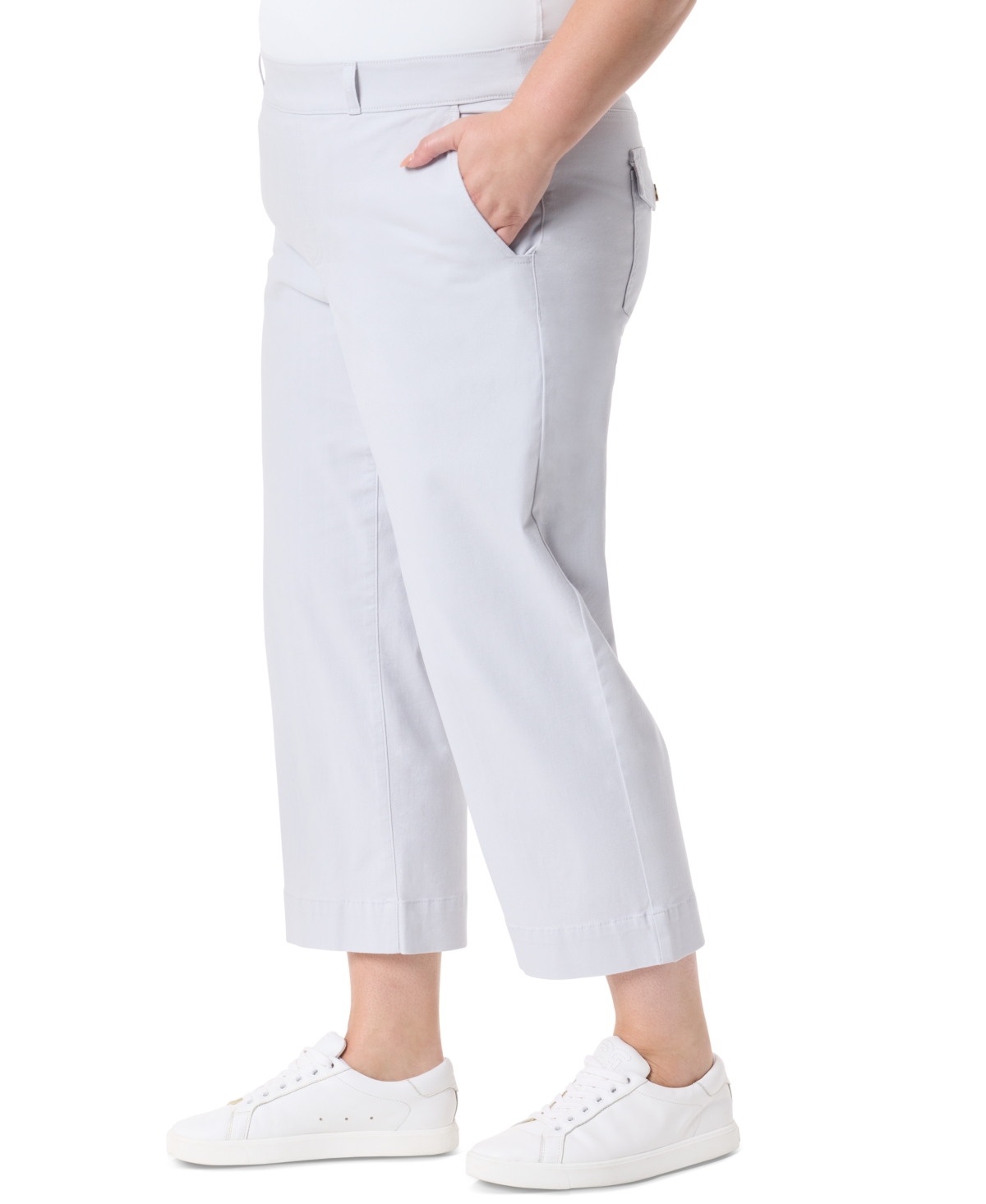 Gloria Vanderbilt Plus Size Shape Effect Wide-leg Cropped Pants In Warm Grey