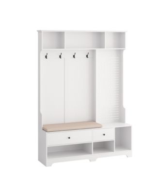 Streamdale Hallway Hall Tree with Bench, Shelves & Pegboard