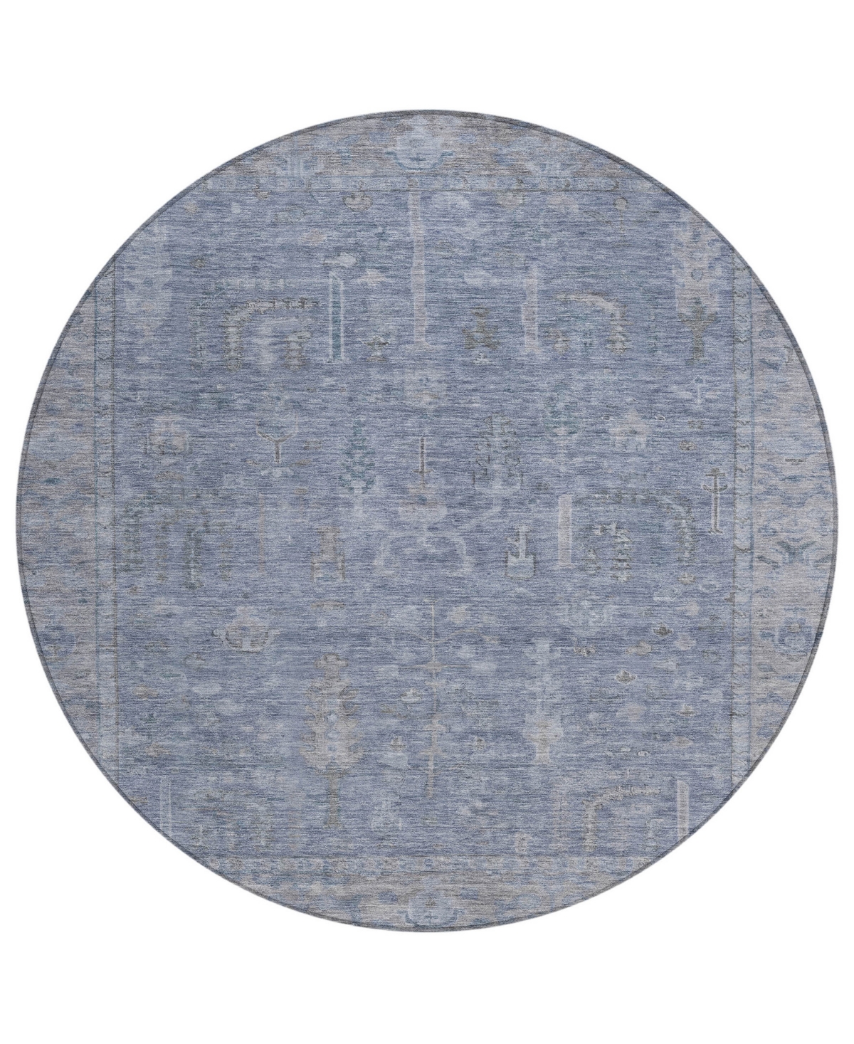 Addison Chantille Machine Washable Acn1135 8'x8' Round Area Rug In Denim
