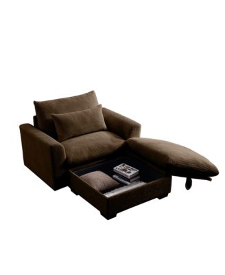 Brown Corduroy Sofa Couch, Modular Couch with Storage Ottoman, Couch Deep Seat Couches for Modern Living Room/Apartment/Office