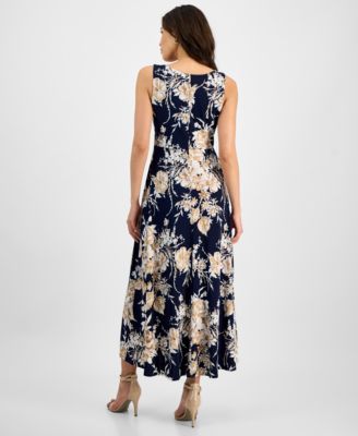 Sandra Darren Women's Floral-Print Keyhole Maxi Dress - Macy's