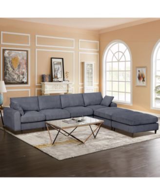 Streamdale Gray 6-Seat Convertible Corduroy Sectional Sofa