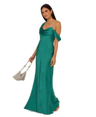 by Adrianna Papell Women's Satin Draped One-Shoulder Mermaid Gown